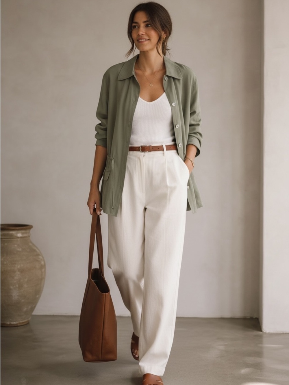 Vintage Emma James 100% Silk Lightweight Utility Women’s Sage Green Jacket